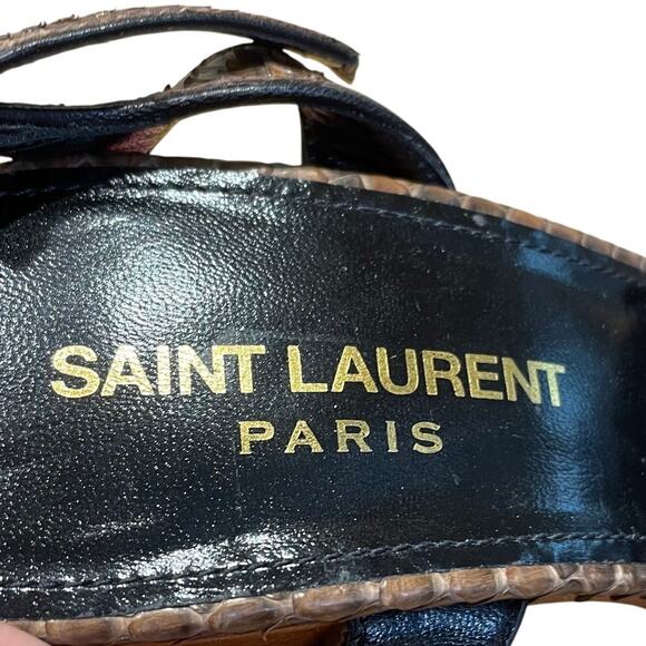 Saint Laurent Bianca Brown Snake Skin Platform Sandals Women's Size 36.5 NWOB - Picture 7 of 9